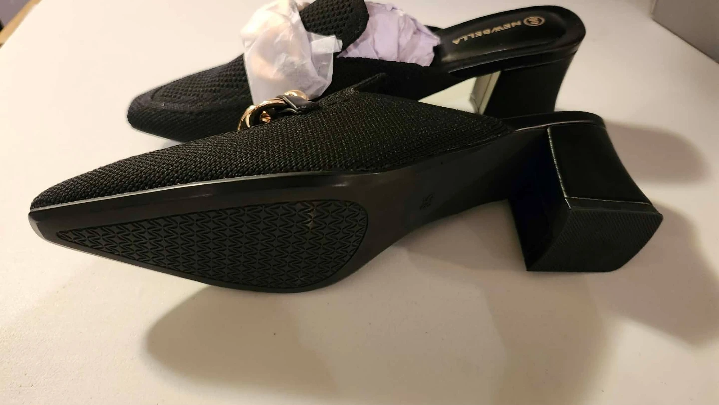 NEWBELLA Black Mules with Gold Chain Detail - photo 3