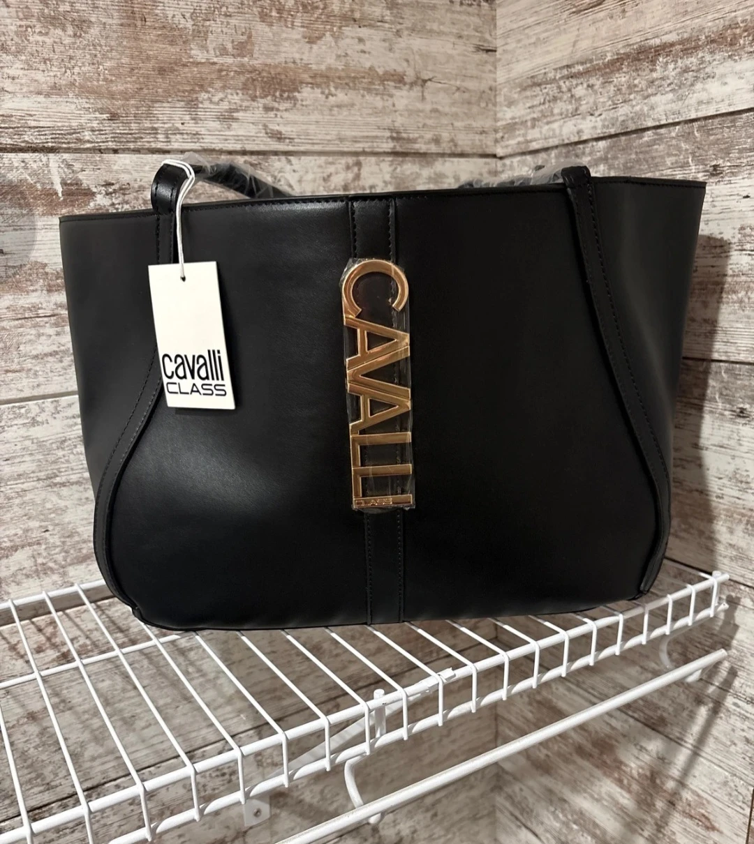 Cavalli Class Black Tote Bag
