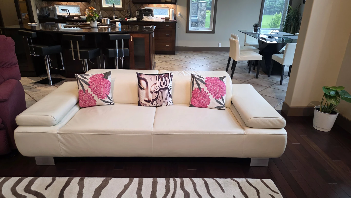 Cream Leather Sofa Set