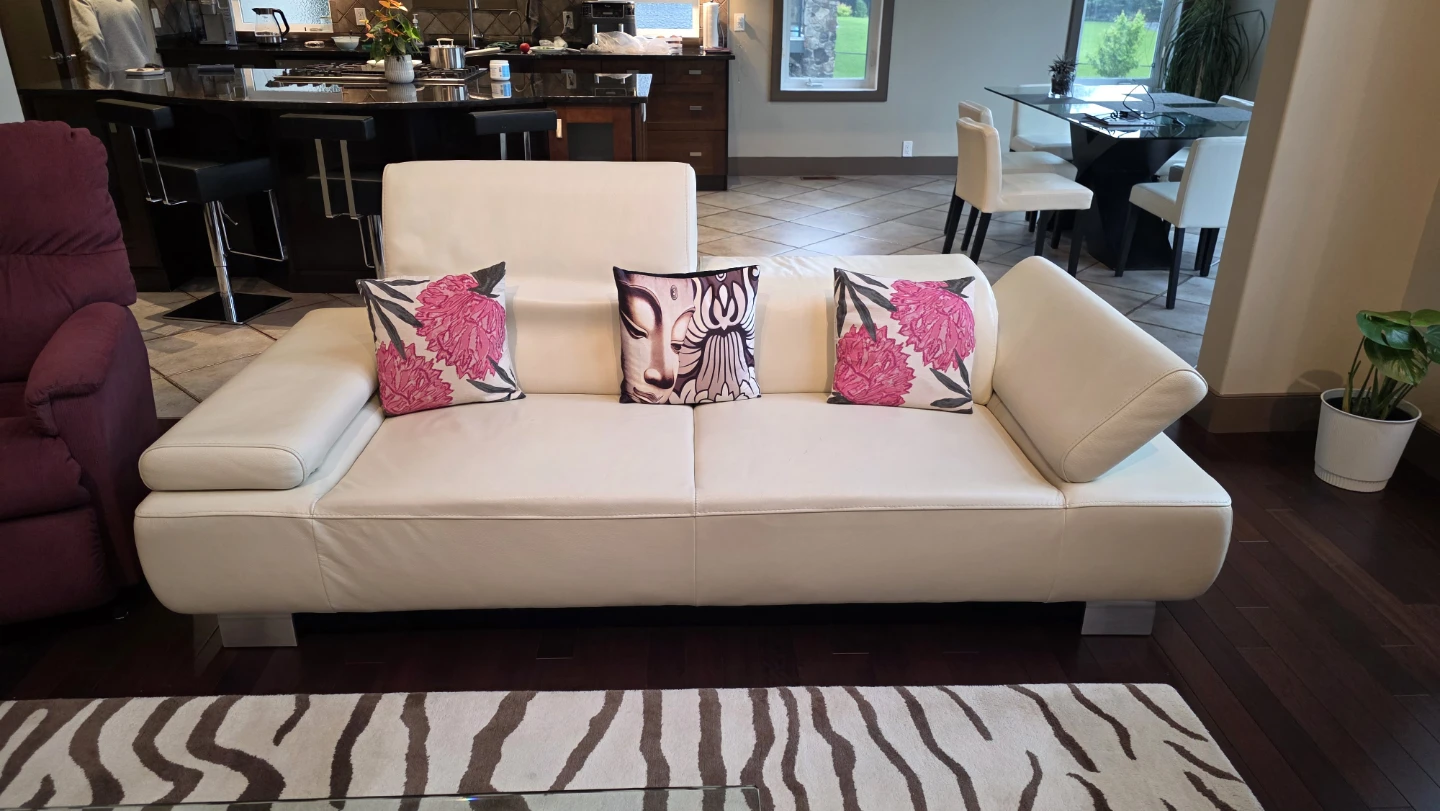 Cream Leather Sofa Set - photo 2