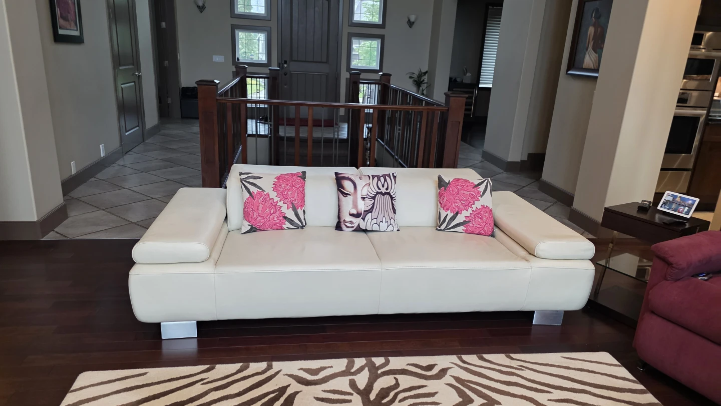 Cream Leather Sofa Set - photo 4