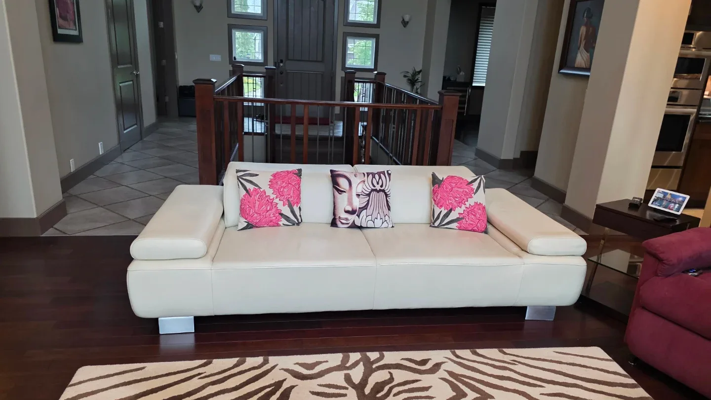 Cream Leather Sofa Set - photo 4