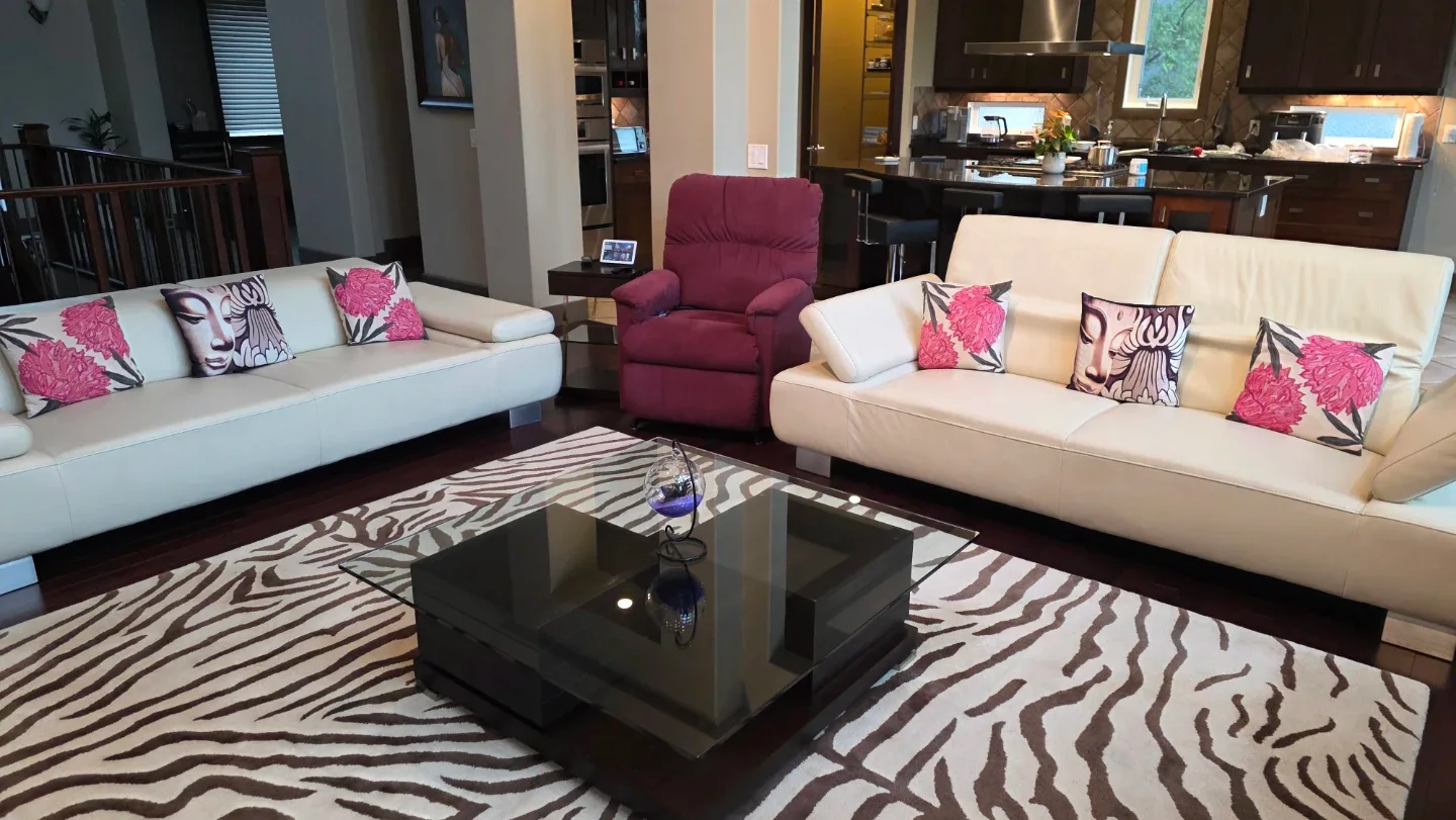Cream Leather Sofa Set - photo 5