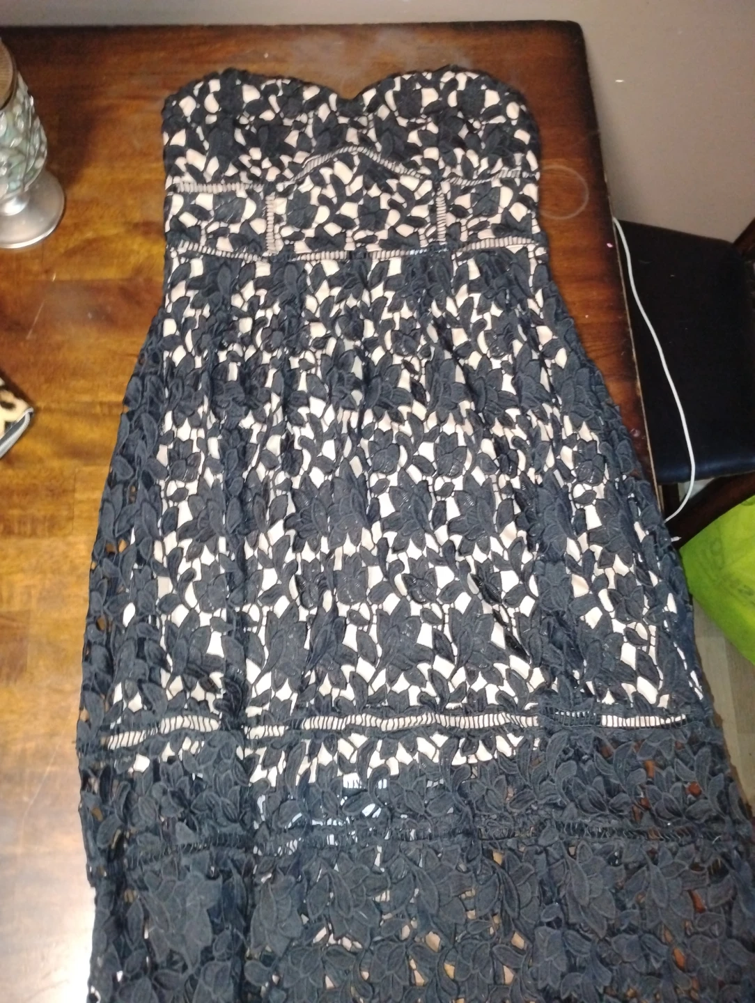 Suzy Shier Black Lace Strapless Dress M/M