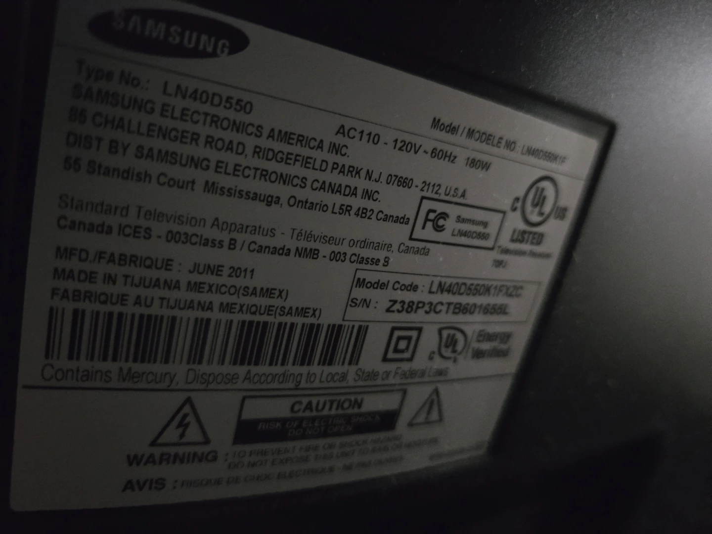 Samsung 40" LN40D550 Flat Screen TV - photo 3