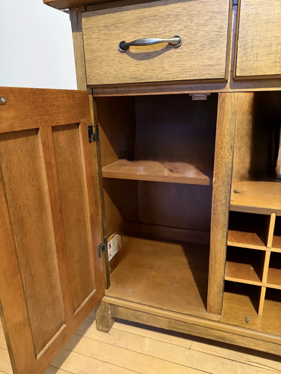 Wooden Bar Cabinet with Wine Rack and Drawers