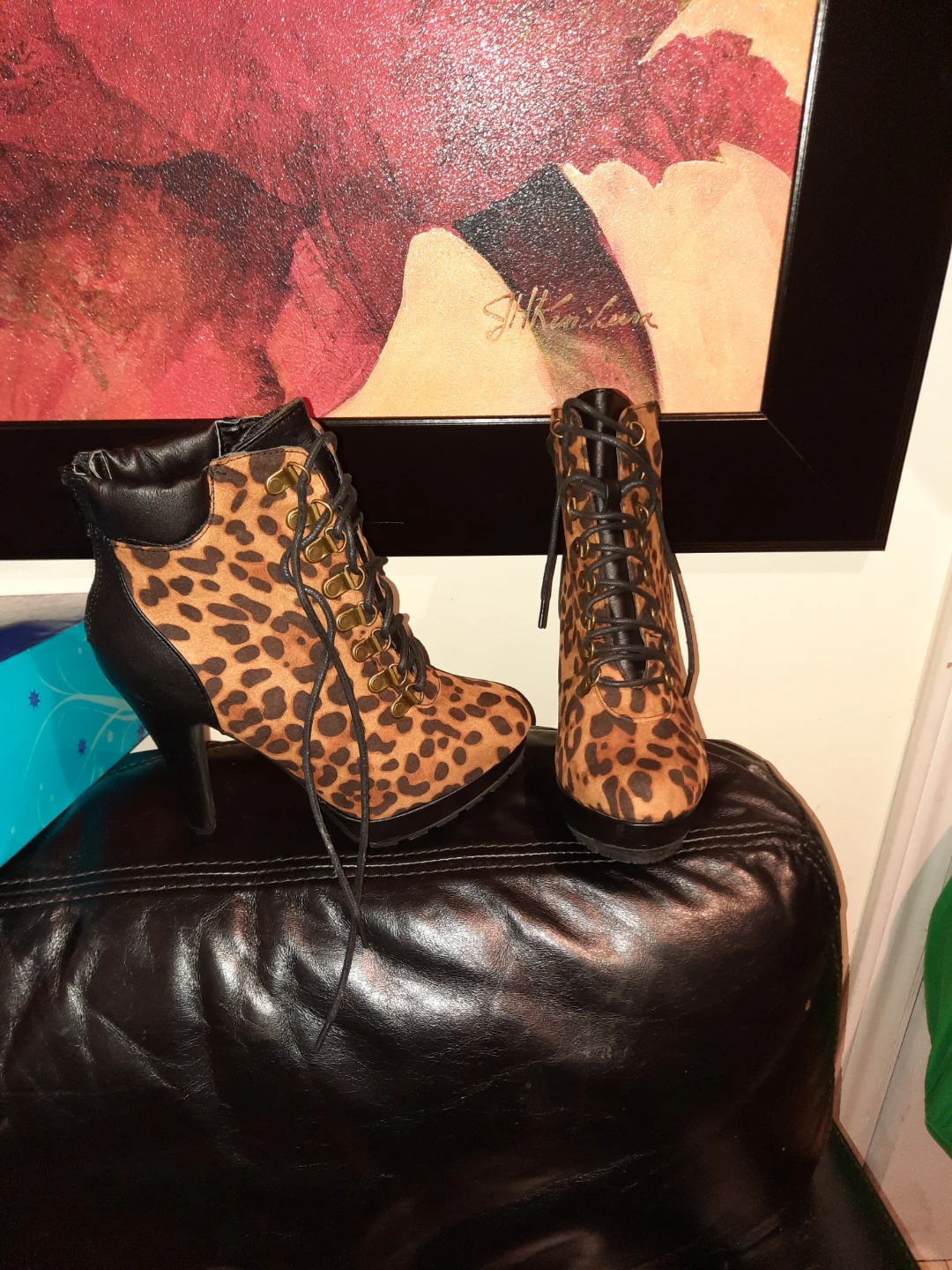 Sexy A$$ Leopard Print Stiletto High Heel Boots