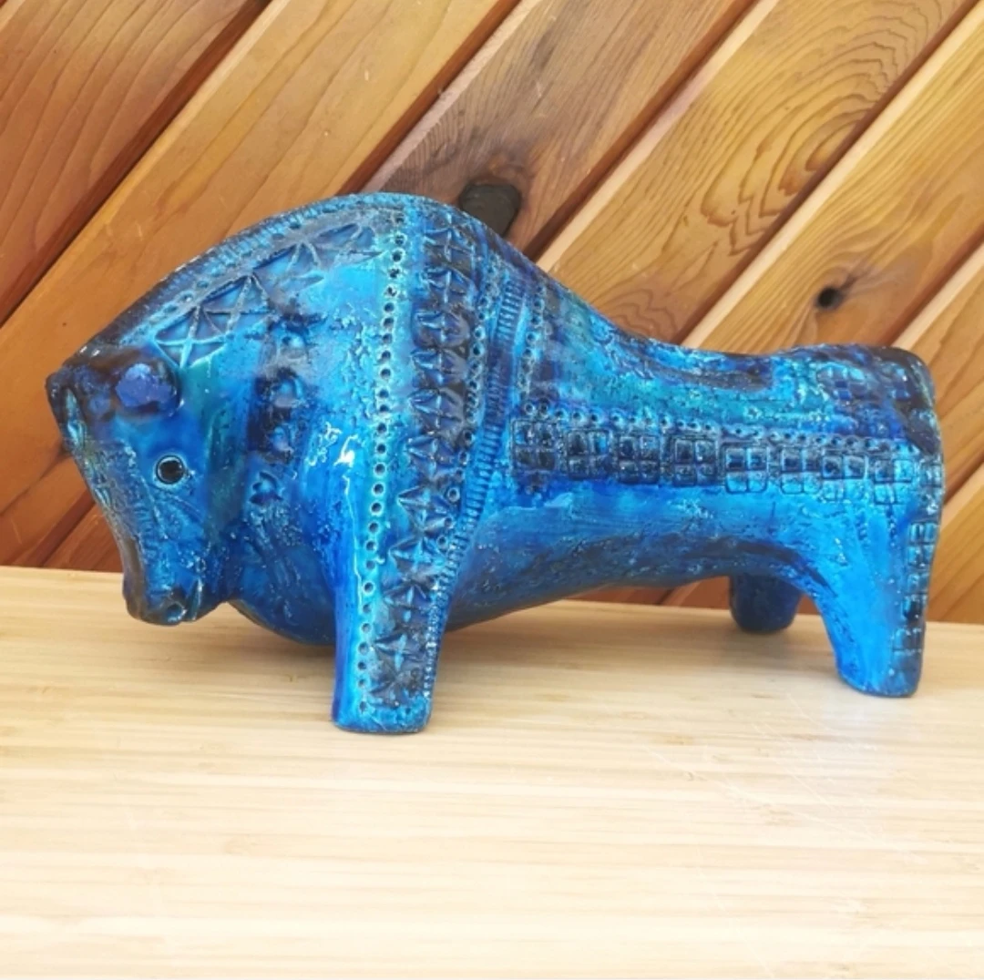 Vintage Bitossi Rimini Blu Ceramic Bull