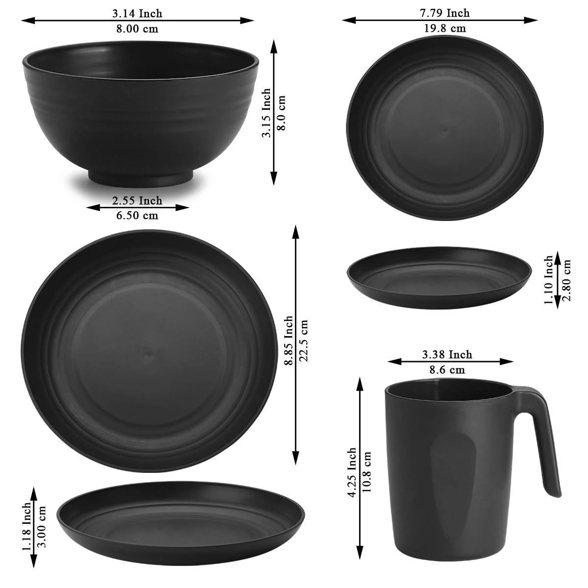 Black Dinnerware Set - 24 pieces. New. - photo 2