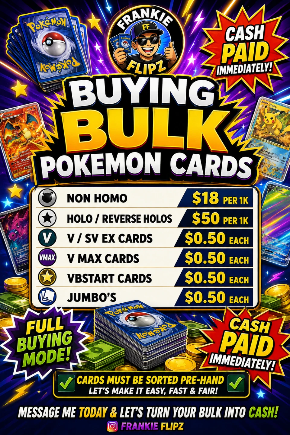 Frankie Flipz Buying Bulk Pokemon Cards
