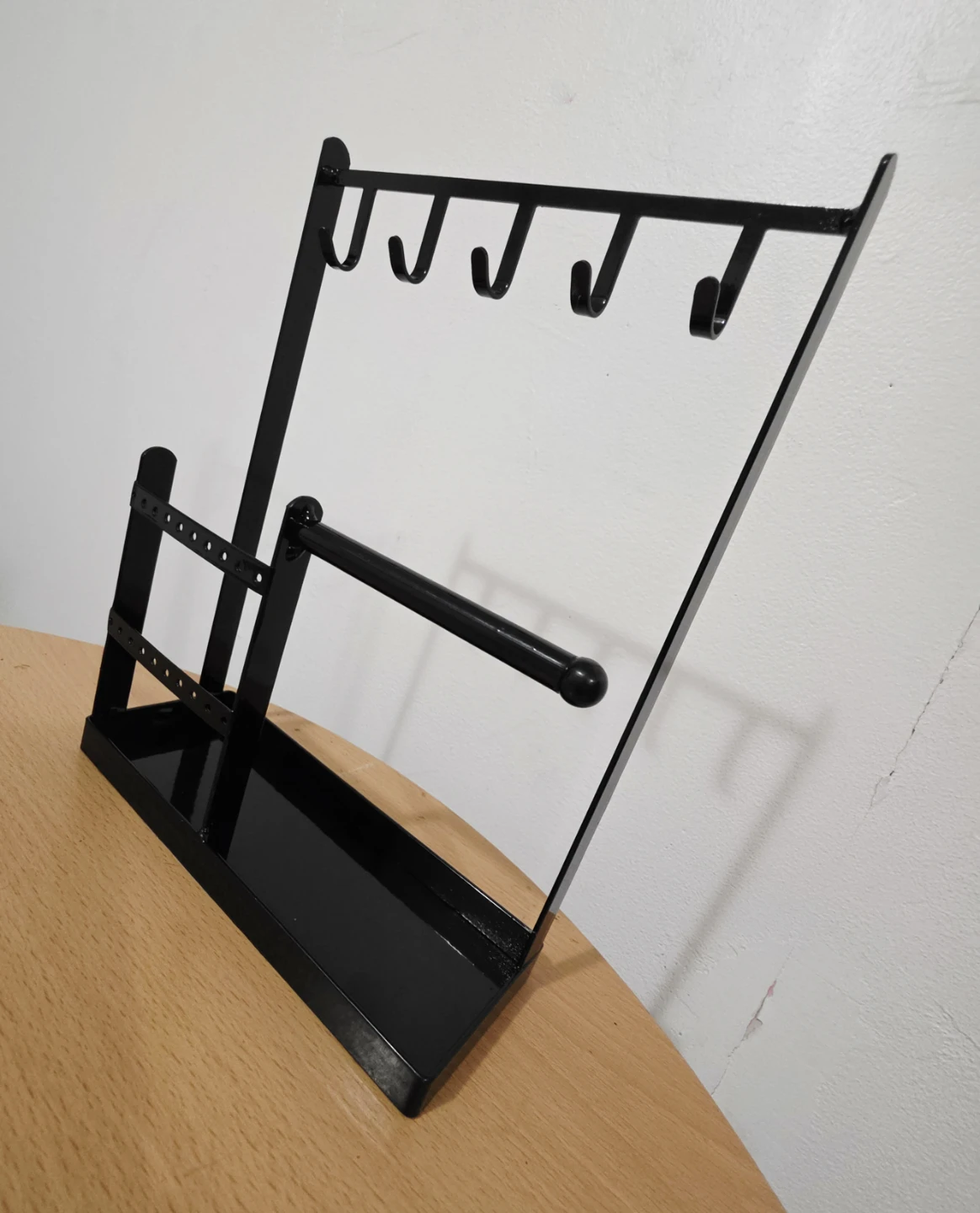 Black Metal Jewelry Organizer With Tray Base and Hooks - photo 3