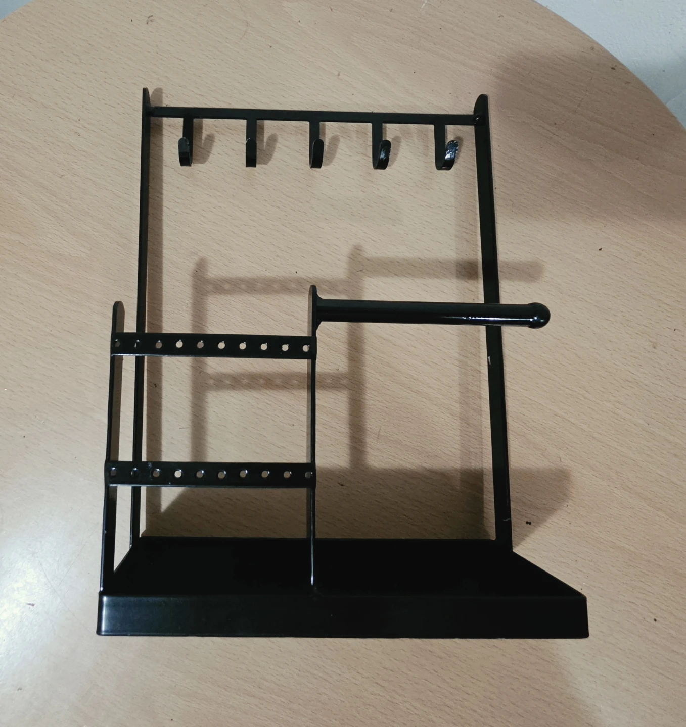 Black Metal Jewelry Organizer With Tray Base and Hooks - photo 4