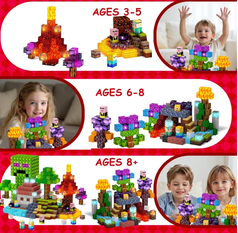 200 PCS Magnetic Building Blocks with Light Up Cubes - photo 4