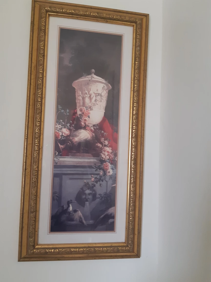 Framed Artwork with Vase and Flowers