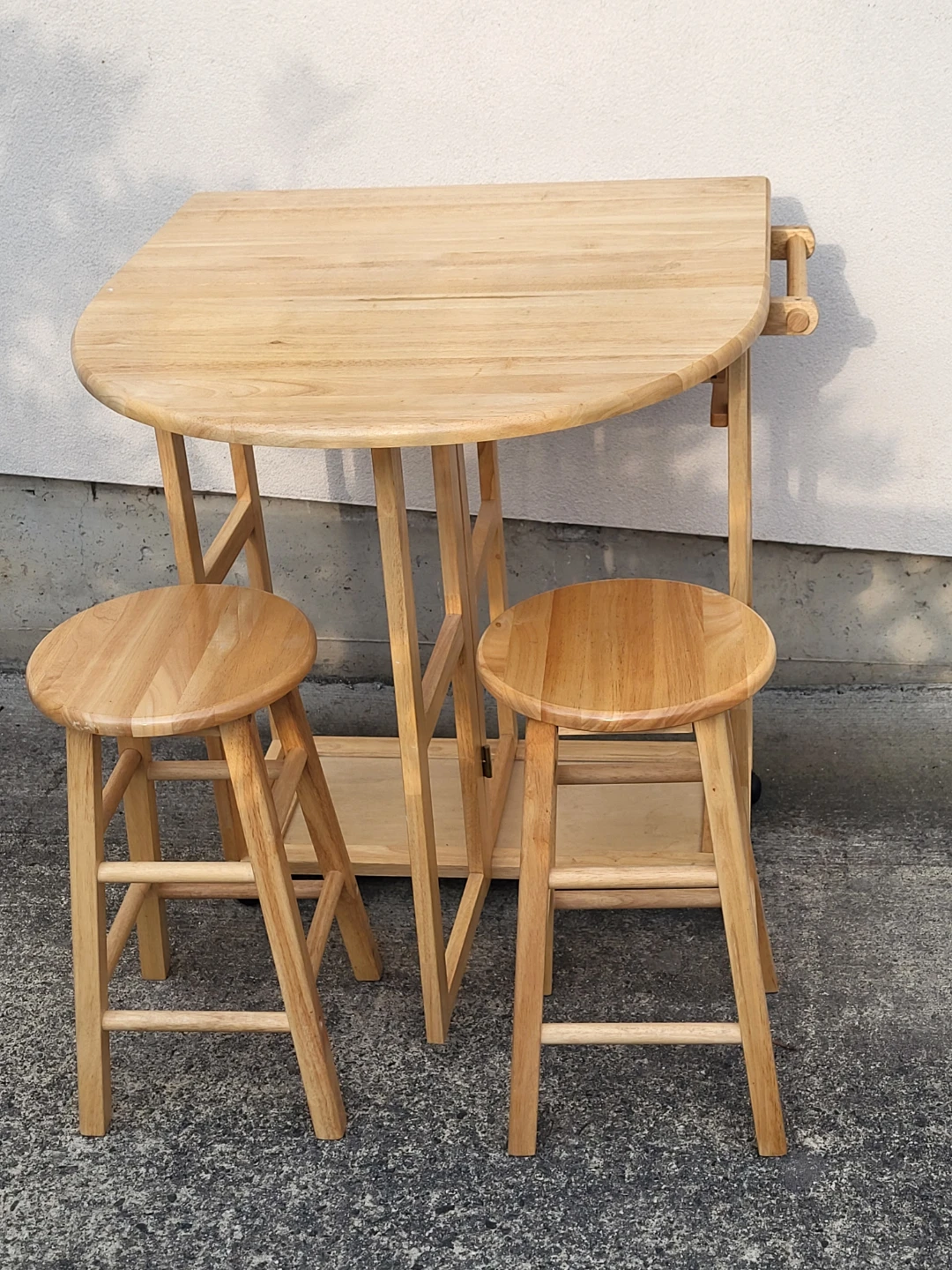 Wooden Drop Leaf Kitchen Island/Table/Cart with Stools - photo 2