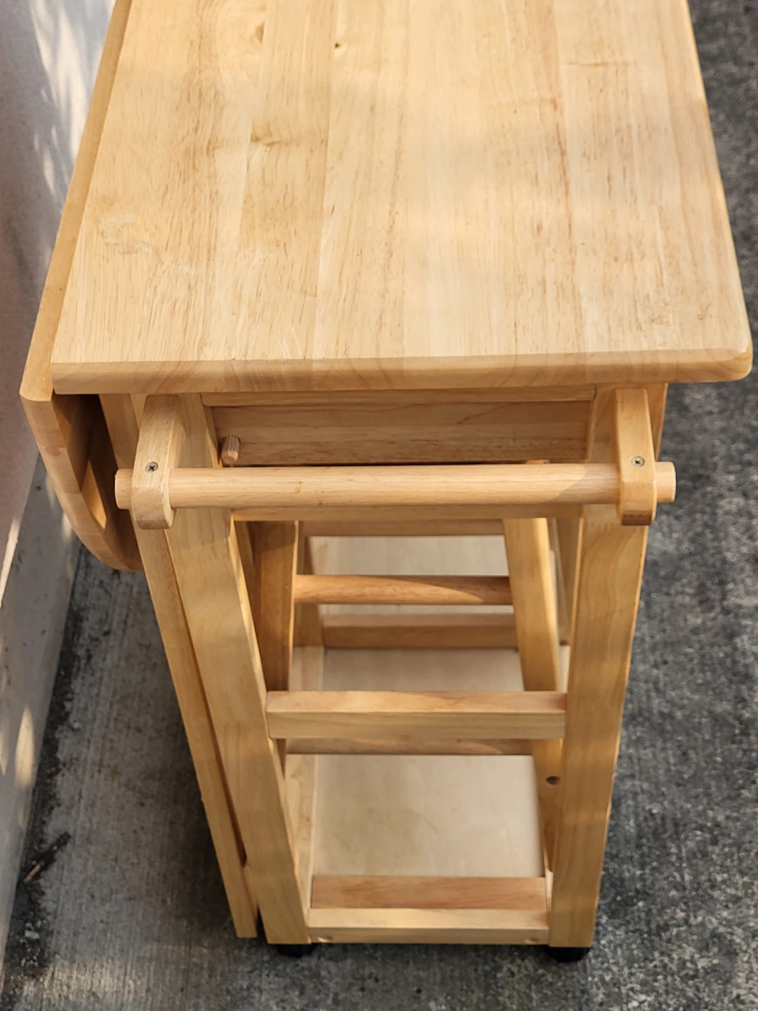 Wooden Drop Leaf Kitchen Island/Table/Cart with Stools - photo 5
