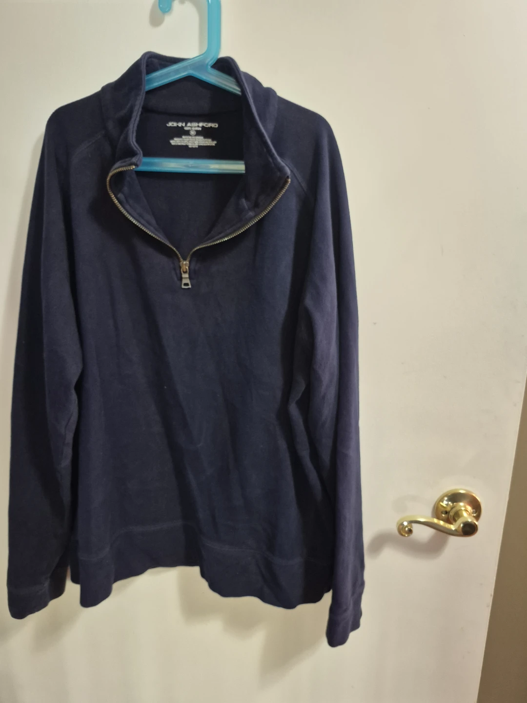 John Ashford 1/4 Zip Pullover Sweater Navy Blue Size M