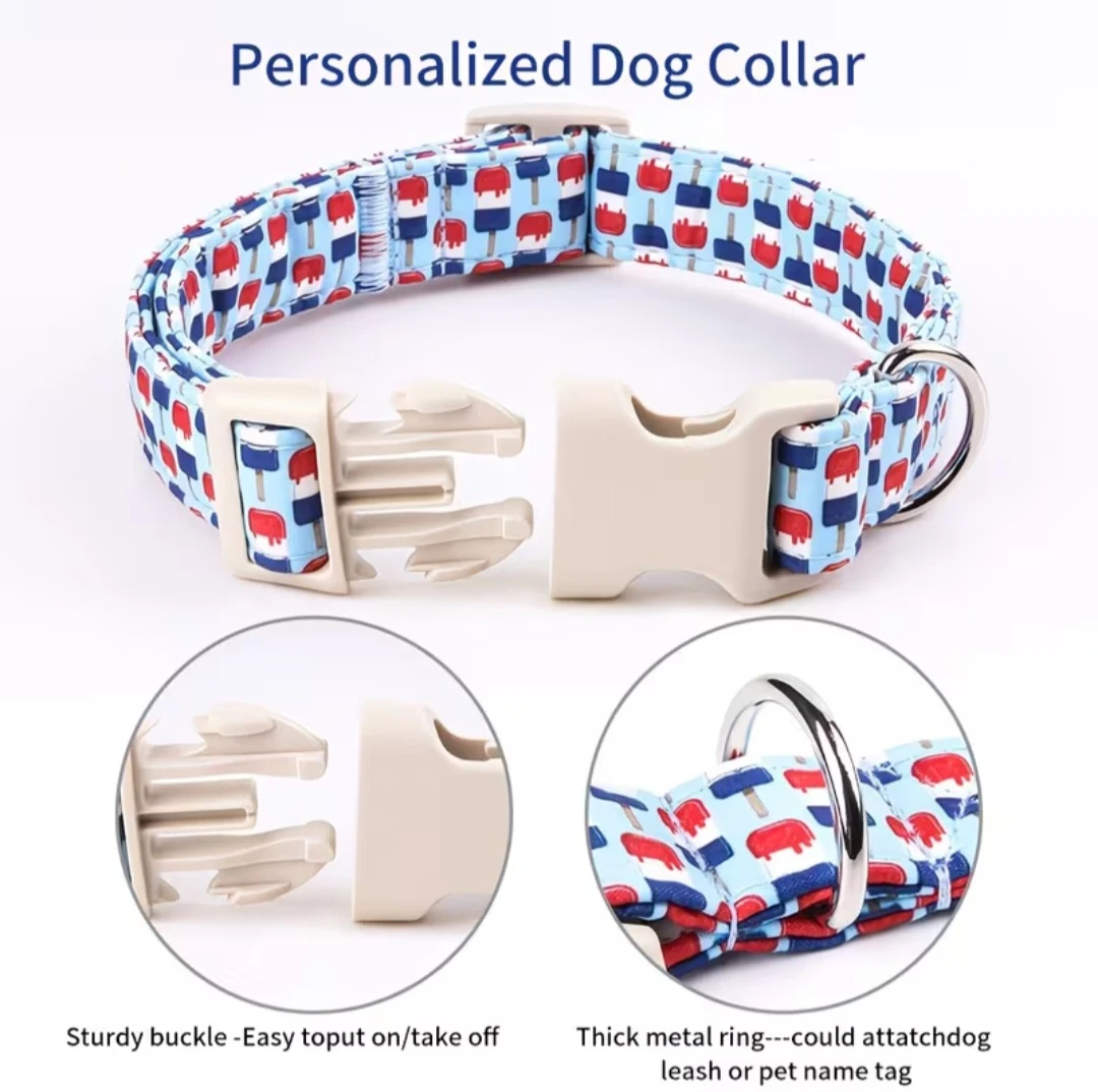 Adjustable Dog Collar - Ice Cream Pattern - Size M