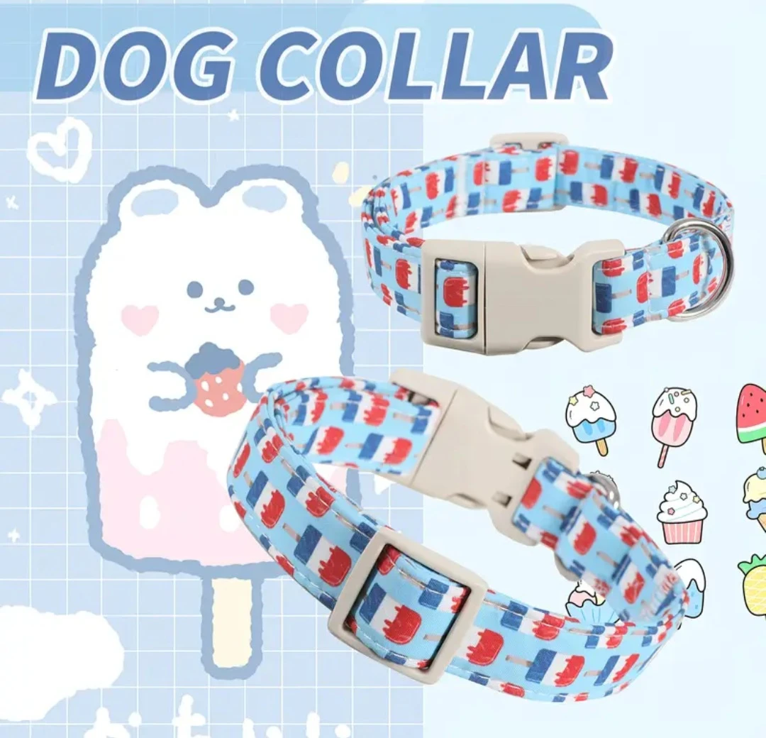 Adjustable Dog Collar - Ice Cream Pattern - Size M - photo 5