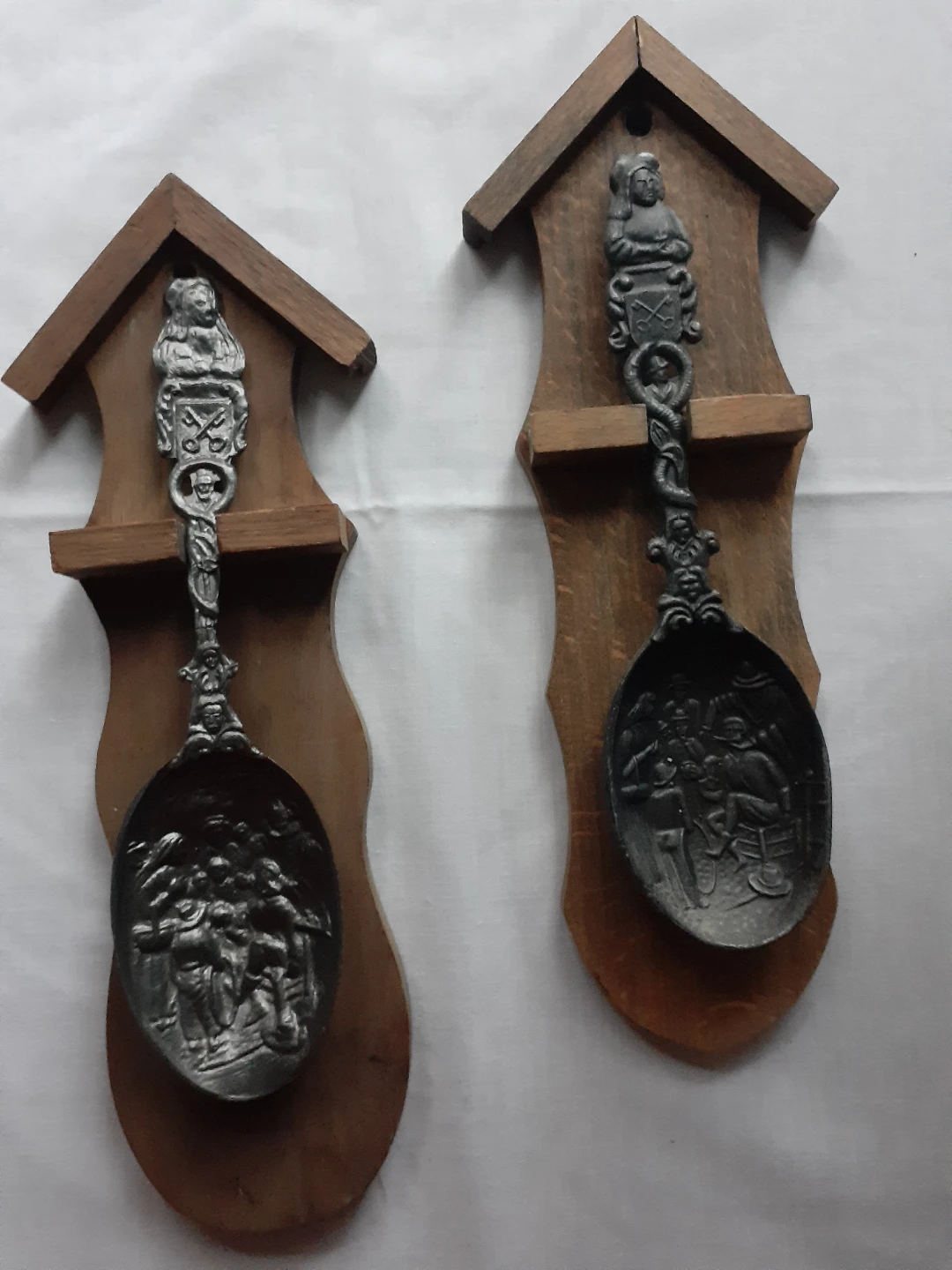 Collectible Dutch Pewter Wall Spoons Set