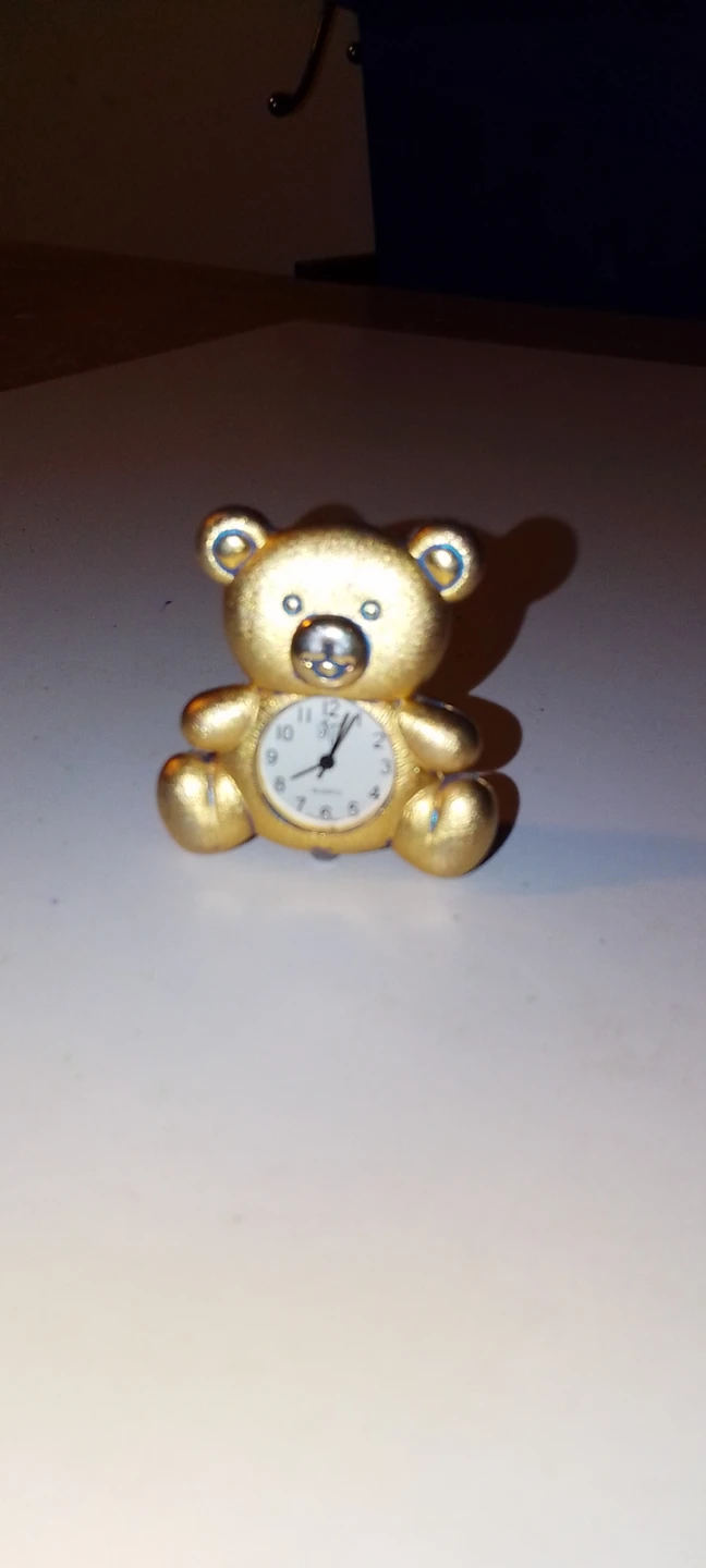 Gold Teddy Bear Clock