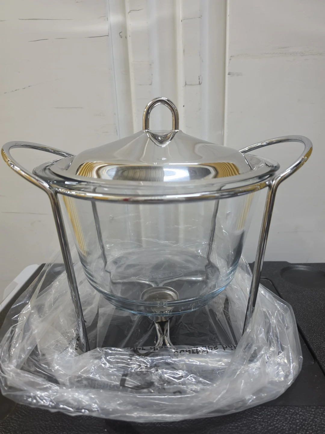 Round Food Warmer 4.0 Liter Glass Casserole with Ladle - photo 2