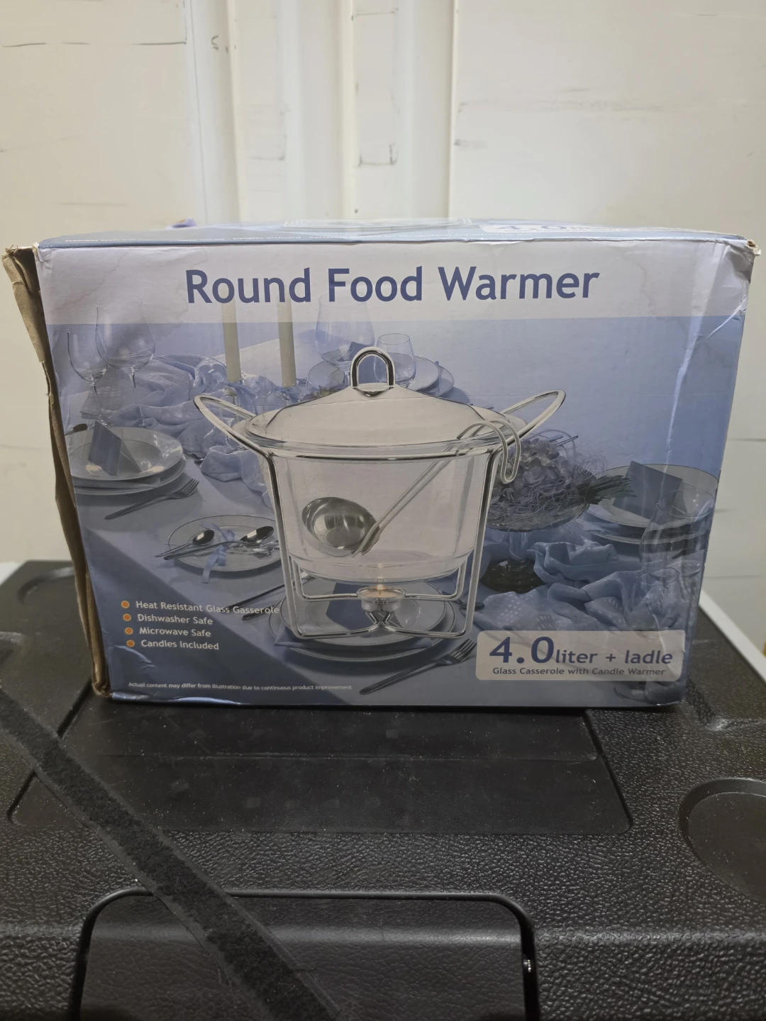 Round Food Warmer 4.0 Liter Glass Casserole with Ladle - photo 4