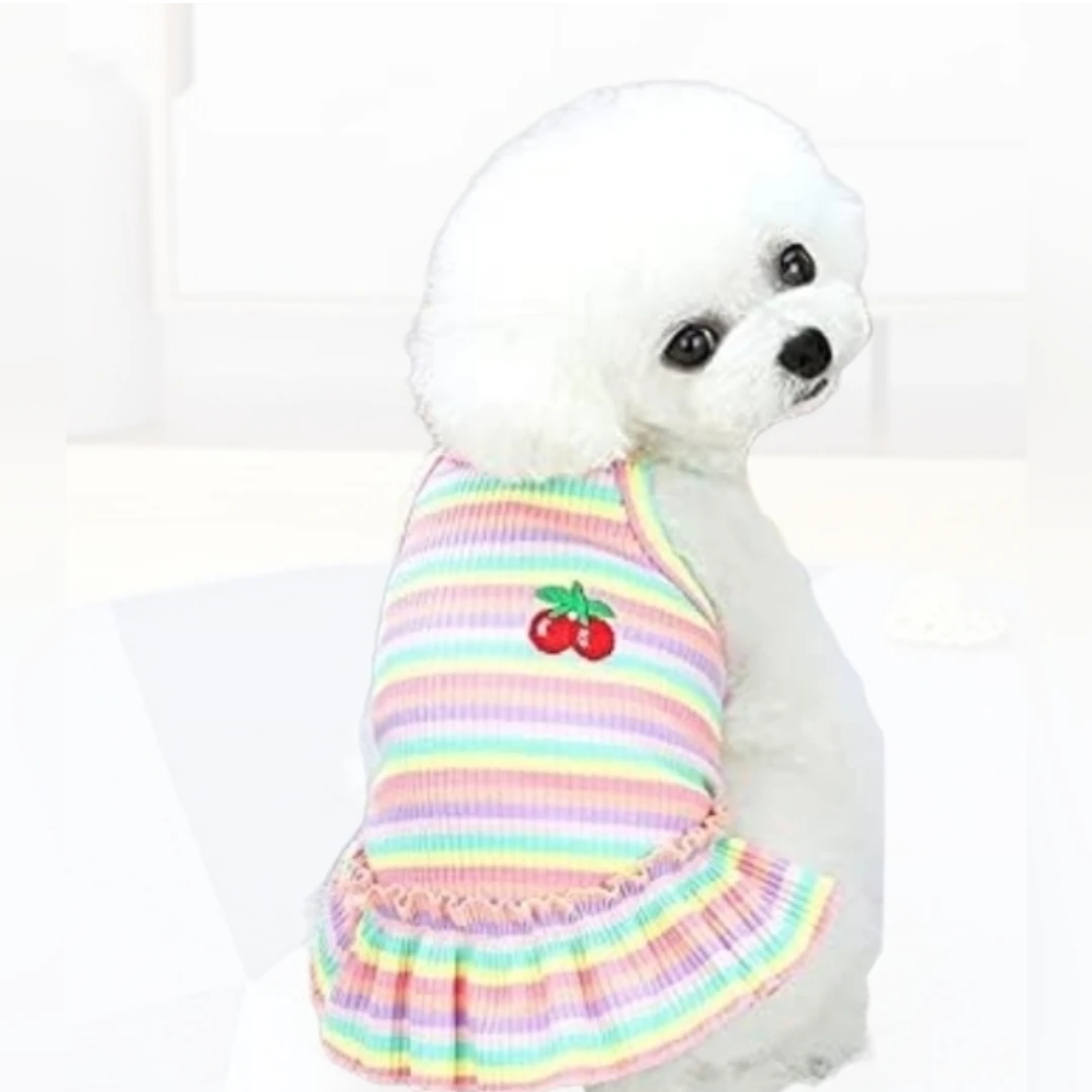 2 Striped Dog Dresses with cherry logo - photo 2
