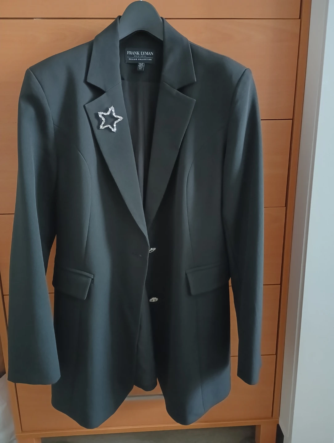 Frank Lyman Black Blazer with Star Brooch -