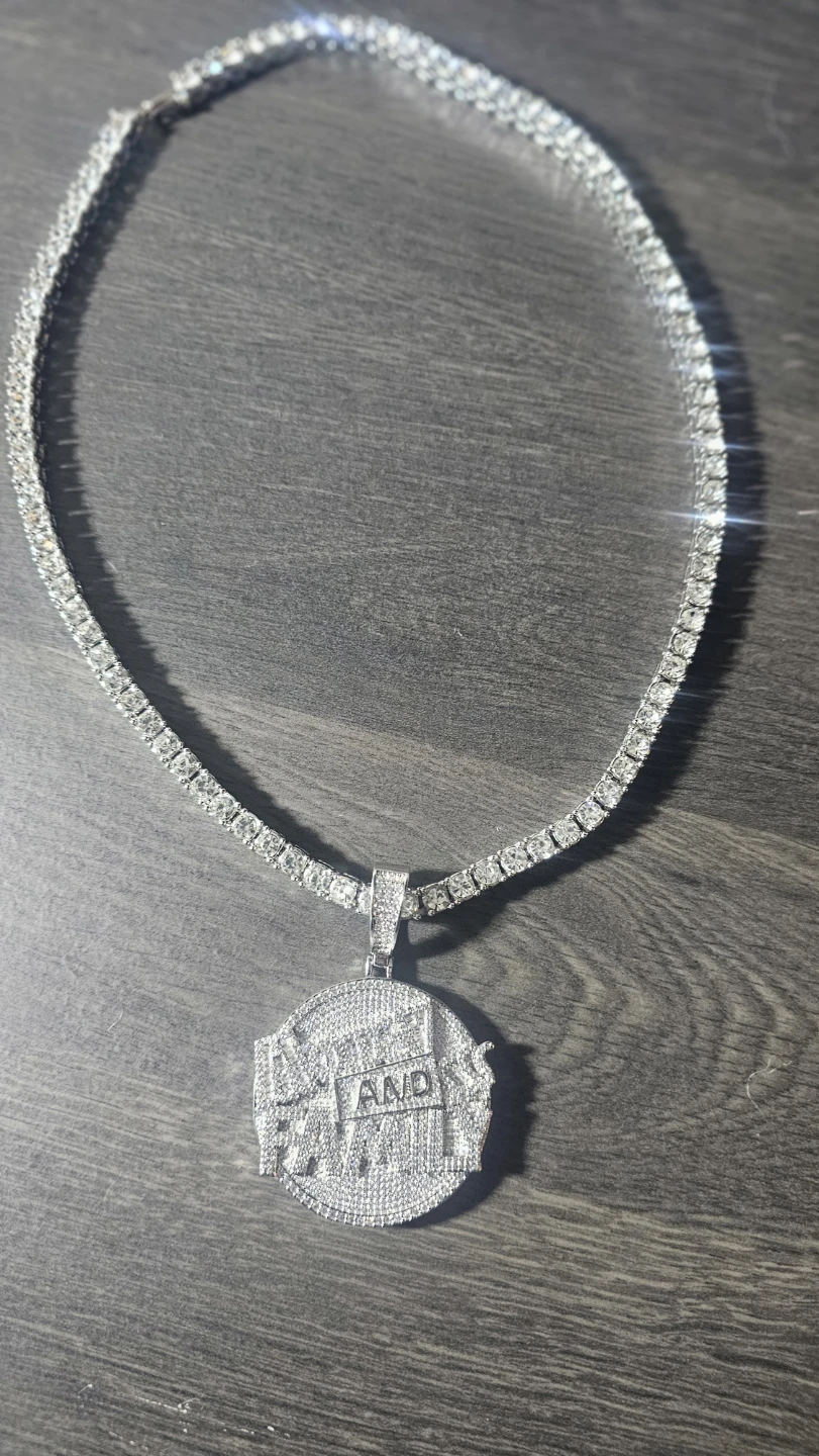 Iced Out Tennis Chain Necklace Pendant - photo 2