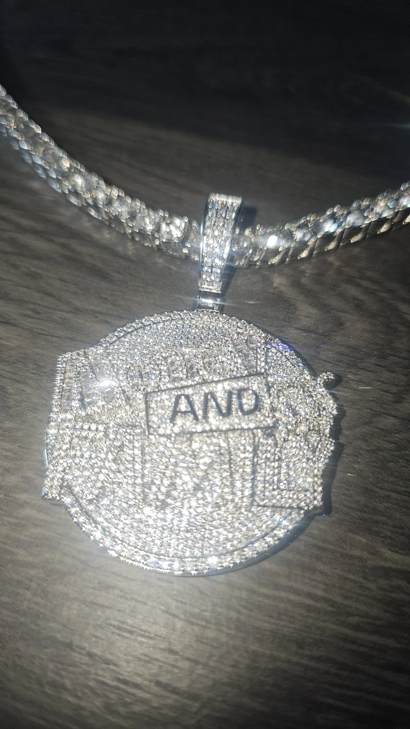 Iced Out Tennis Chain Necklace Pendant - photo 3