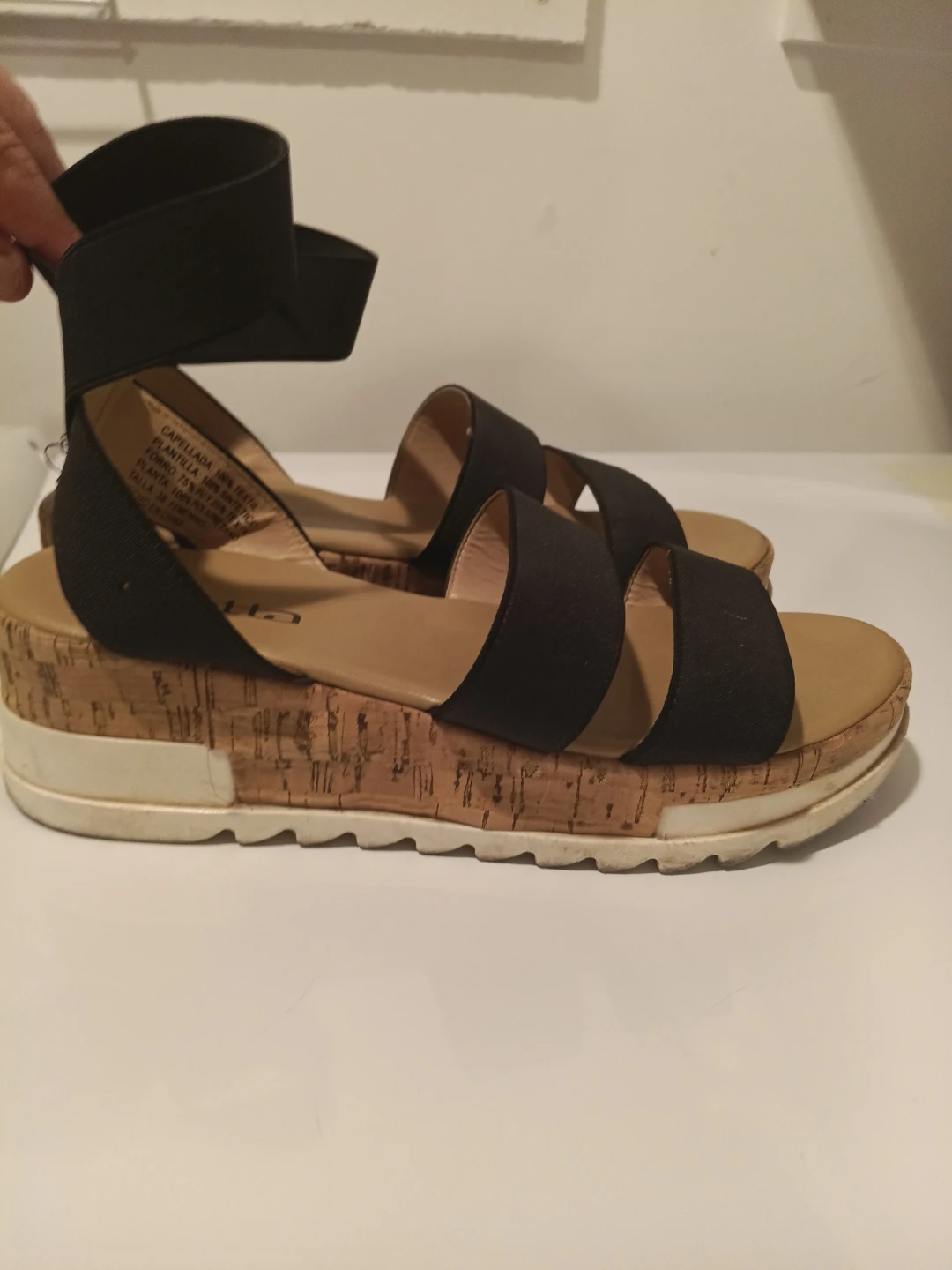 Bottega Black Elastic Strap Wedge Sandals - photo 2