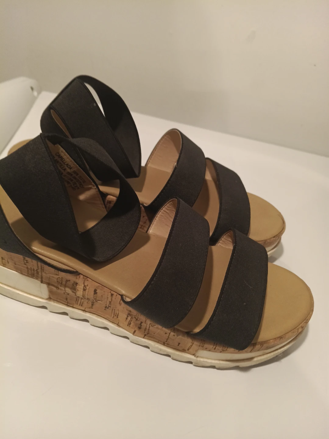 Bottega Black Elastic Strap Wedge Sandals - photo 3