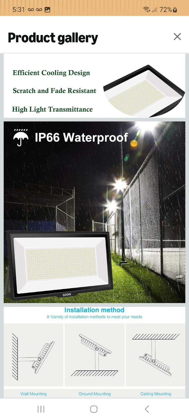 Gopretty 600W LED Flood Light - photo 4