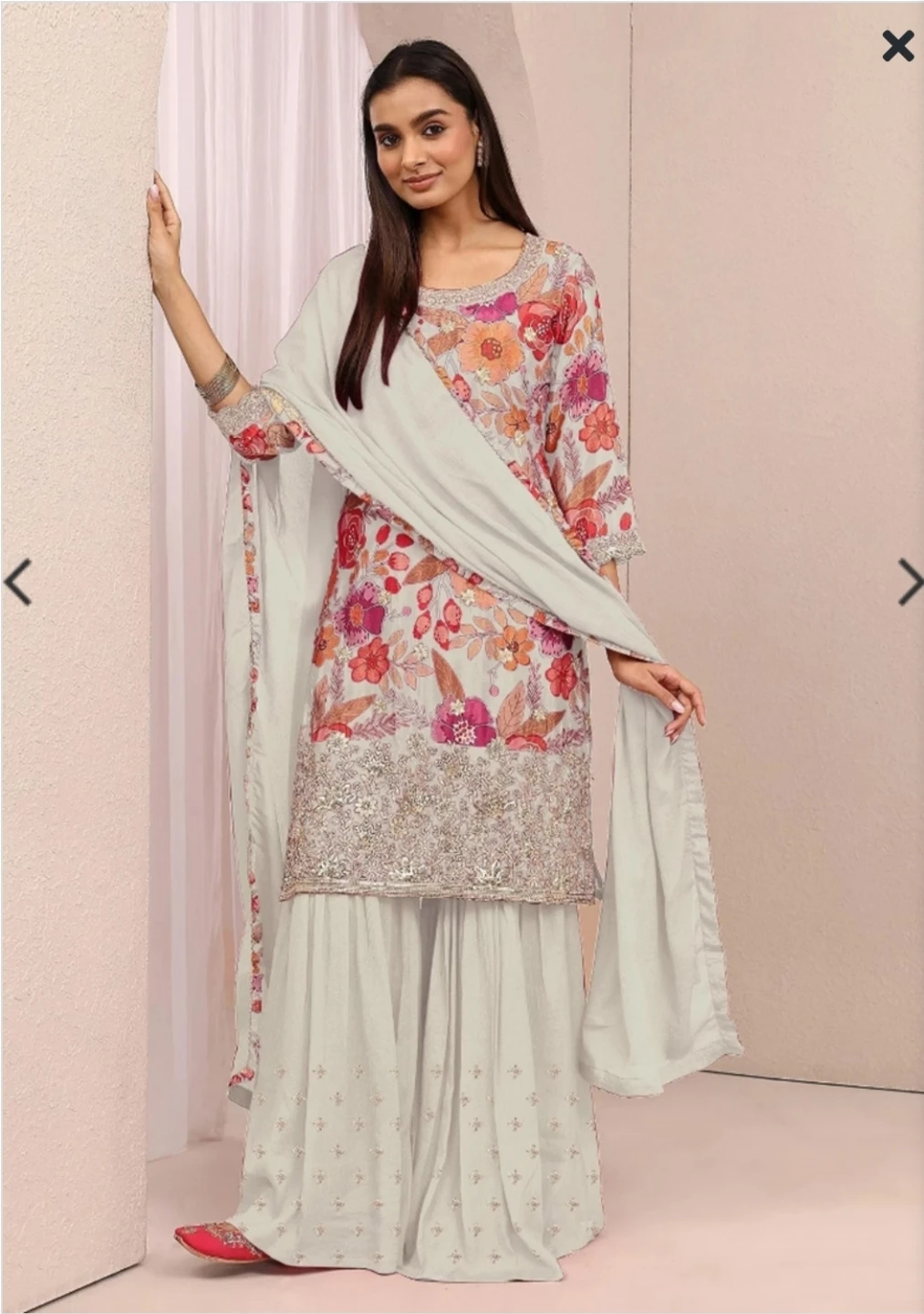 Women's Floral Embroidered Sharara Suit Brand New with Tags