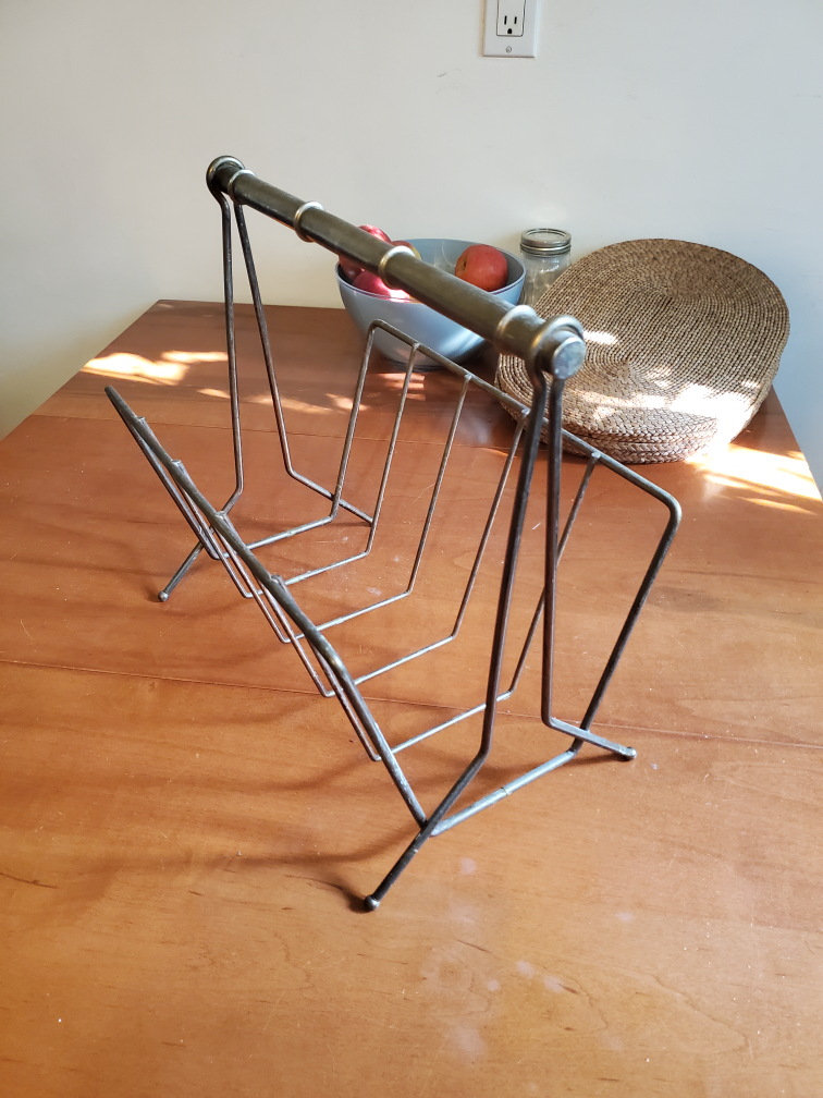 Vintage MCM Brass Magazine Rack
