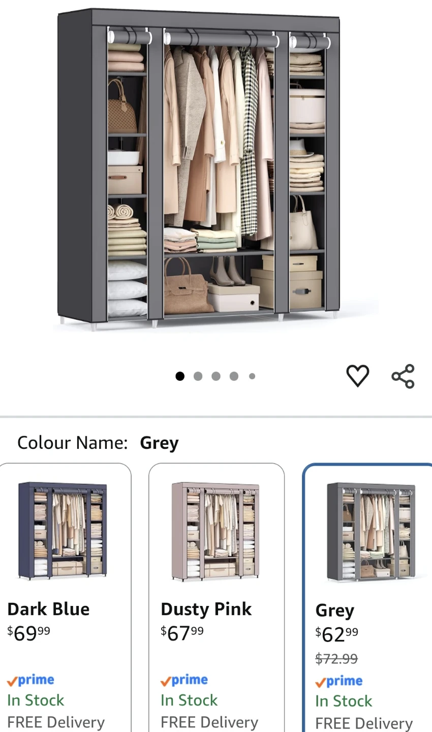 Grey Portable Wardrobe Closet