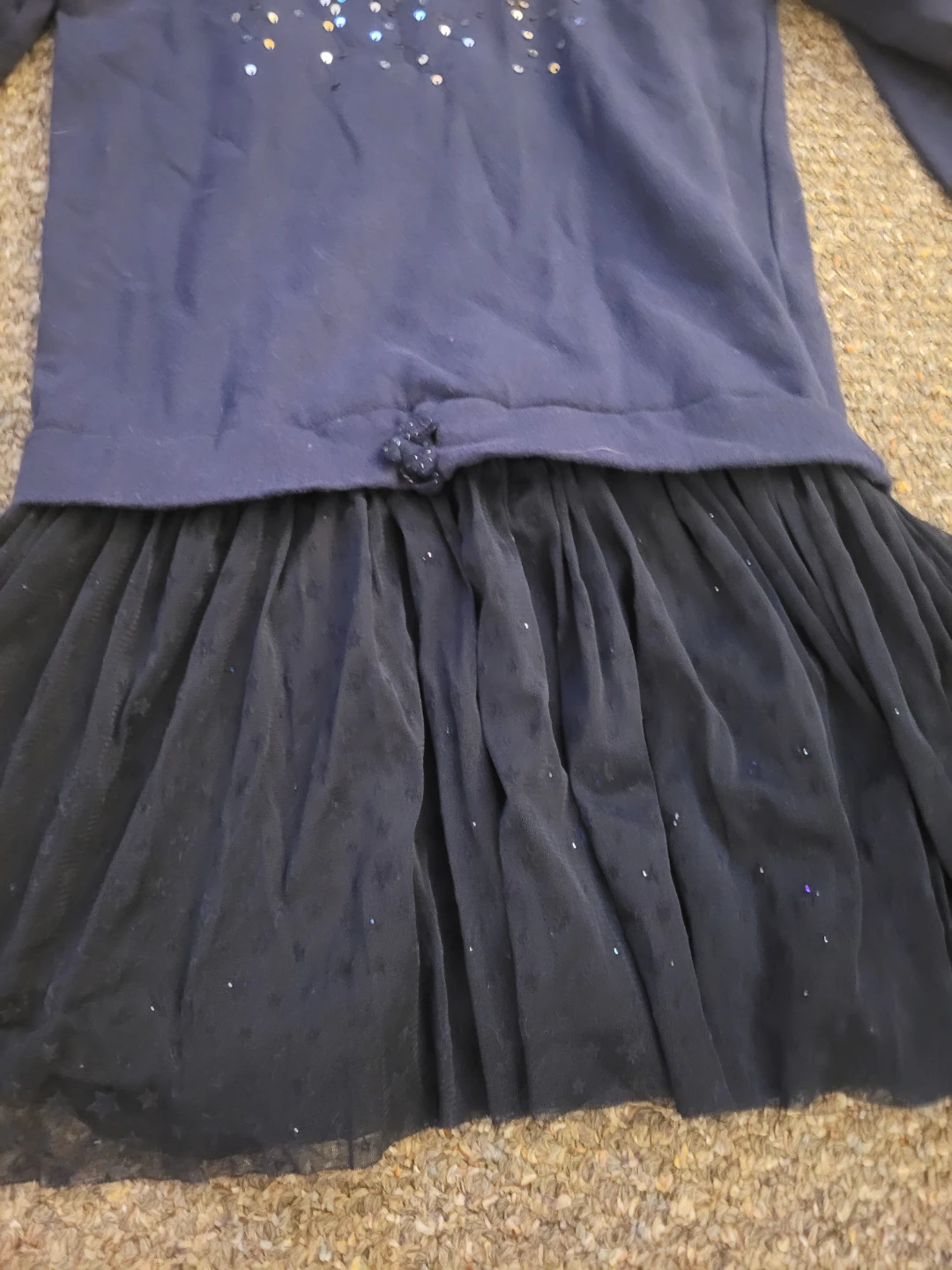 Girls navy blue dress with sequin "SHINE" text - photo 2