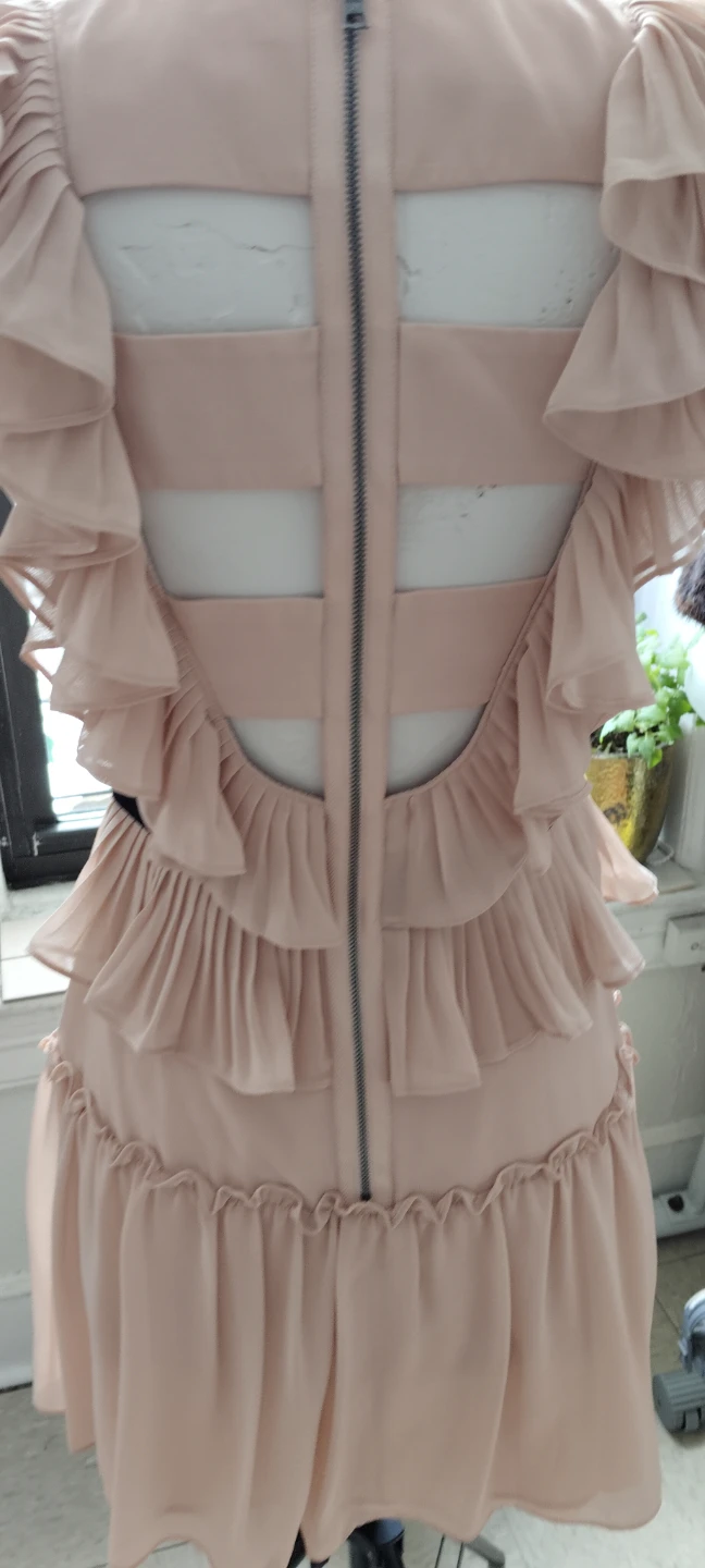 BCBG powder Pink Ruffled Dress with Black Waistband - photo 5