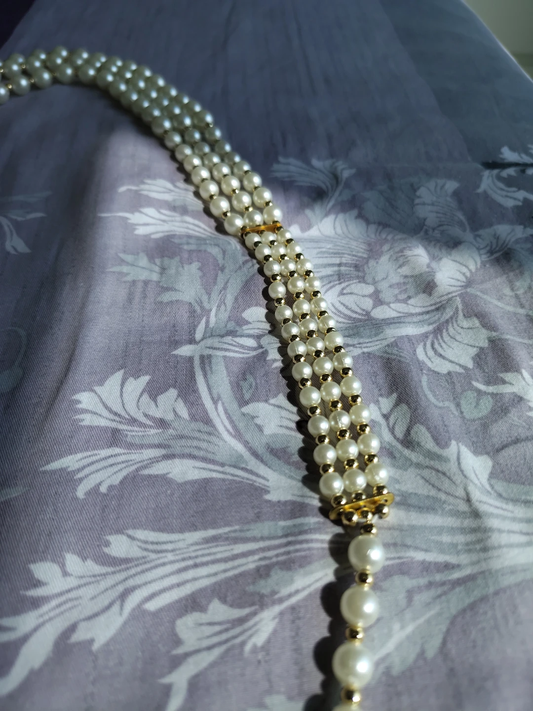 Three Strand Faux Pearl Necklace with Gold plated Accents - photo 2