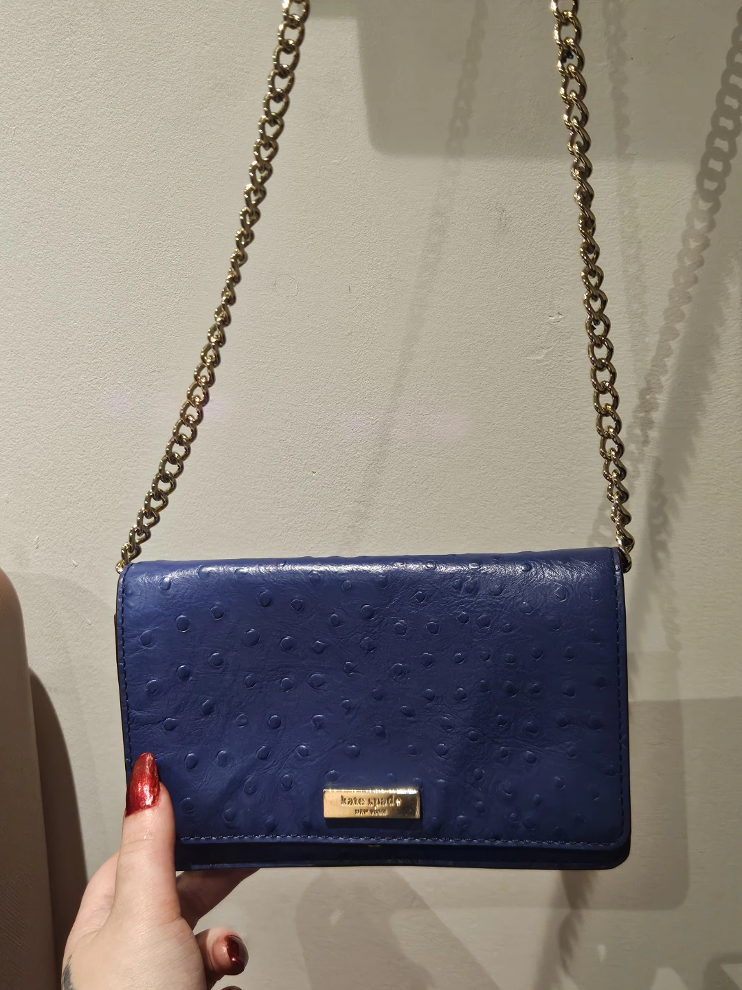 Kate Spade Blue Ostrich Embossed Leather Wallet Crossbody Bag - photo 3