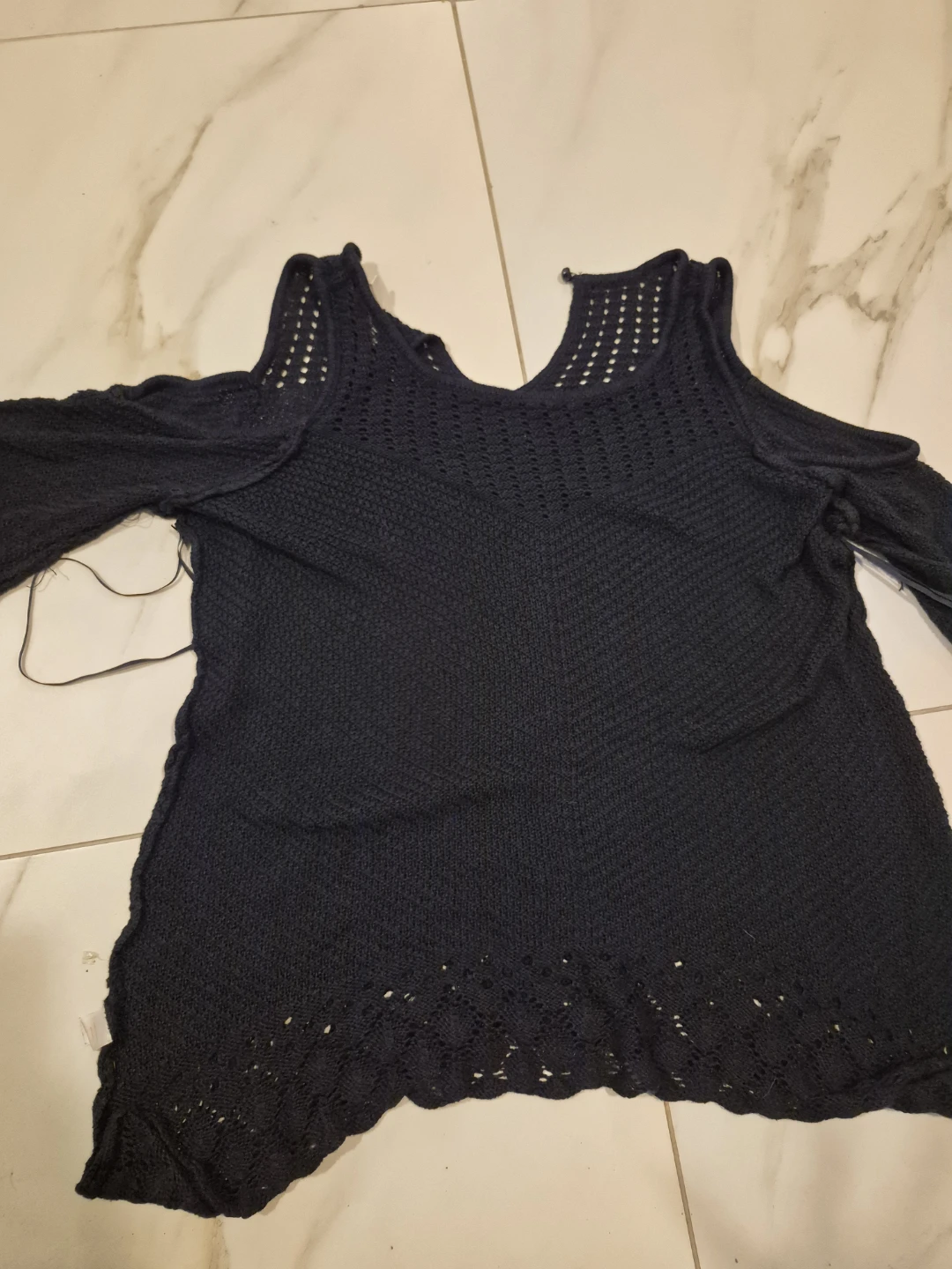 Blue Cold Shoulder Sweater