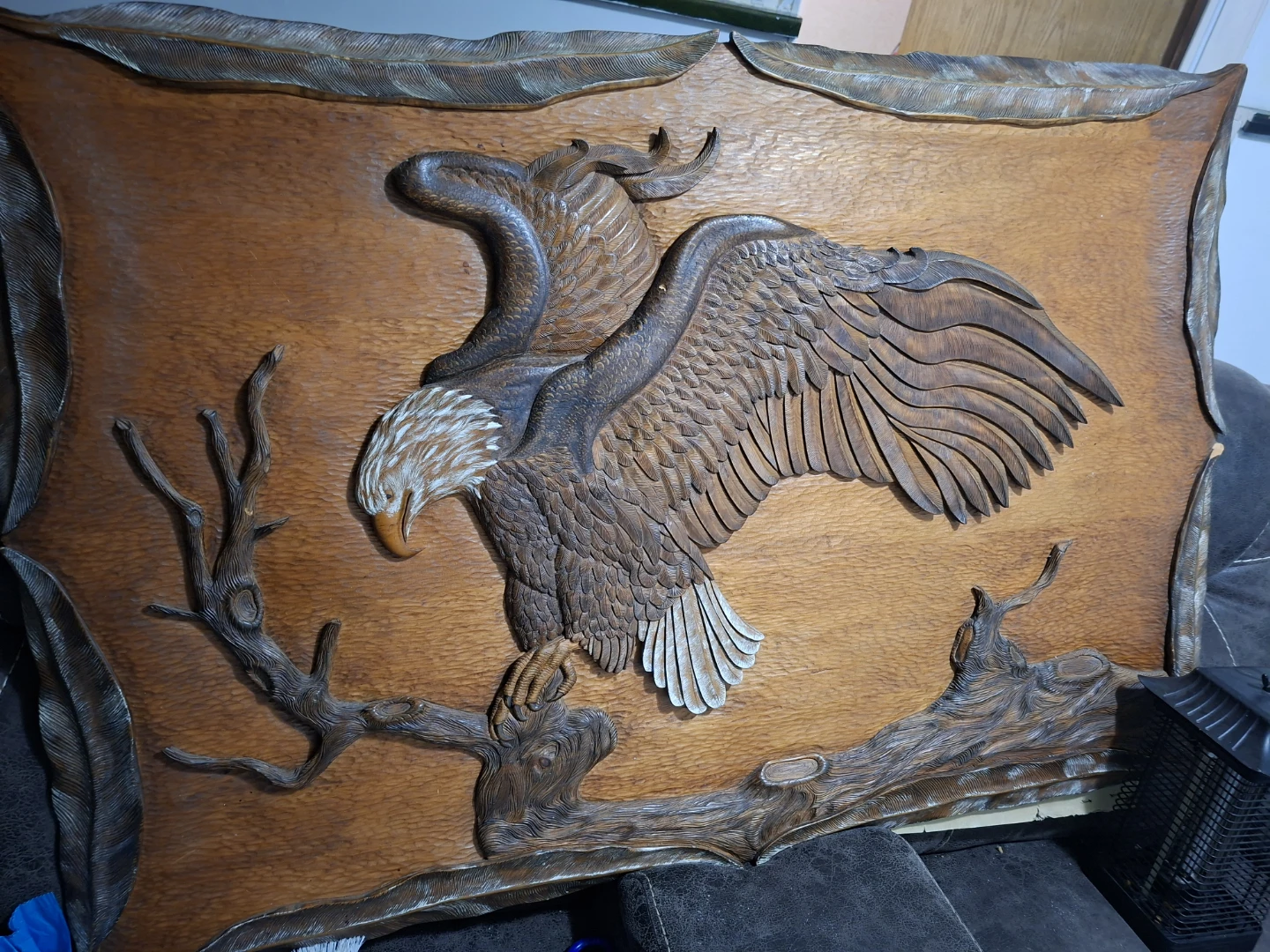 Carved Wood Eagle Wall Art