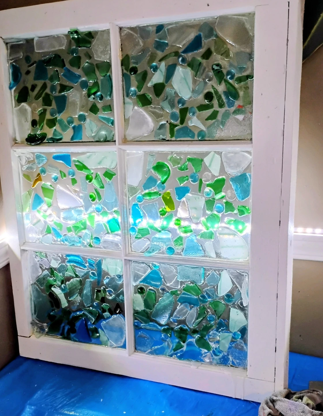 Washed Glass Window Panel Decor