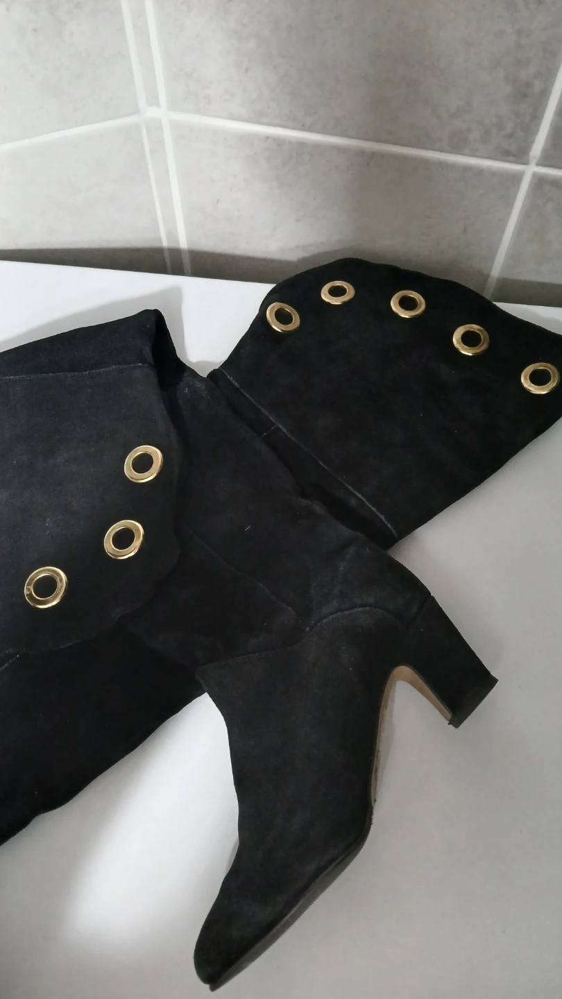 Ladies black suede boots for $10.00
