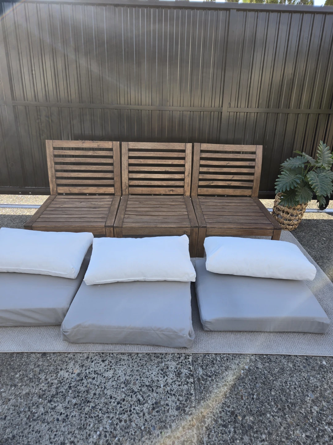3 newly sanded ikea applaro lounge chairs w cushions - photo 3
