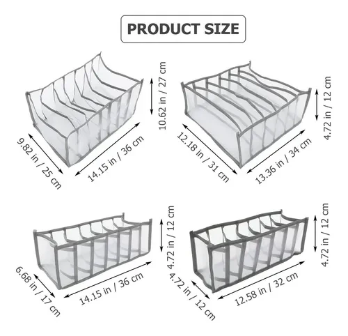 Set of 6 Grey Fabric Drawer Organizers - photo 3