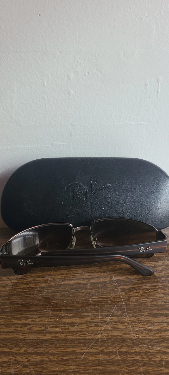 RAY BAN ITALY RB3189 LEATHER BROWNISH FLEX METAL SUNGLASSES - photo 2