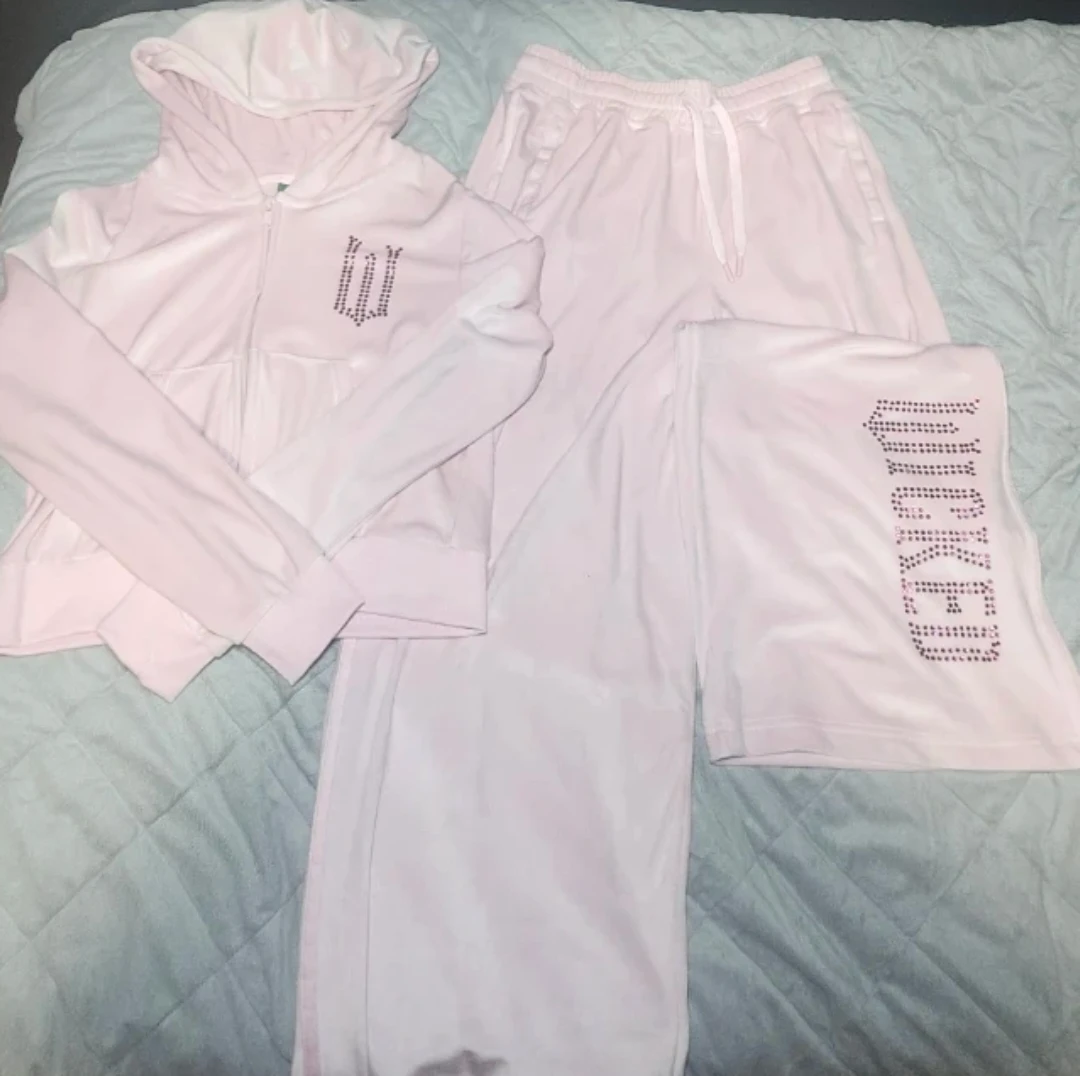 Wicked Pink Velour Tracksuit Set