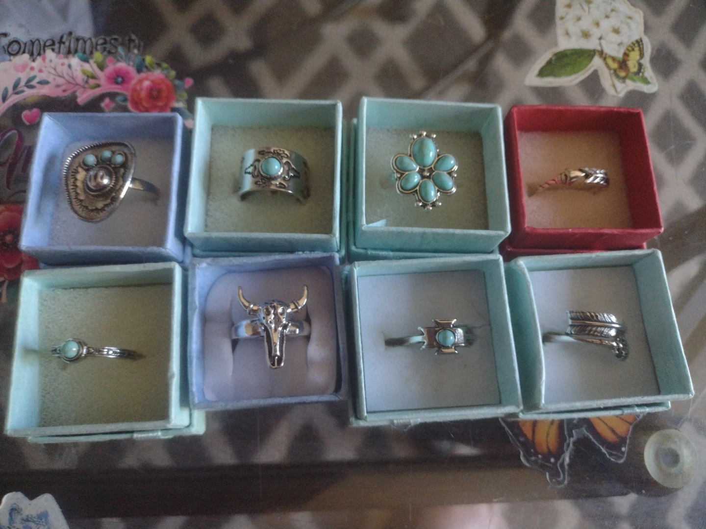 Assorted Sterling Silver and Turquoise Rings
